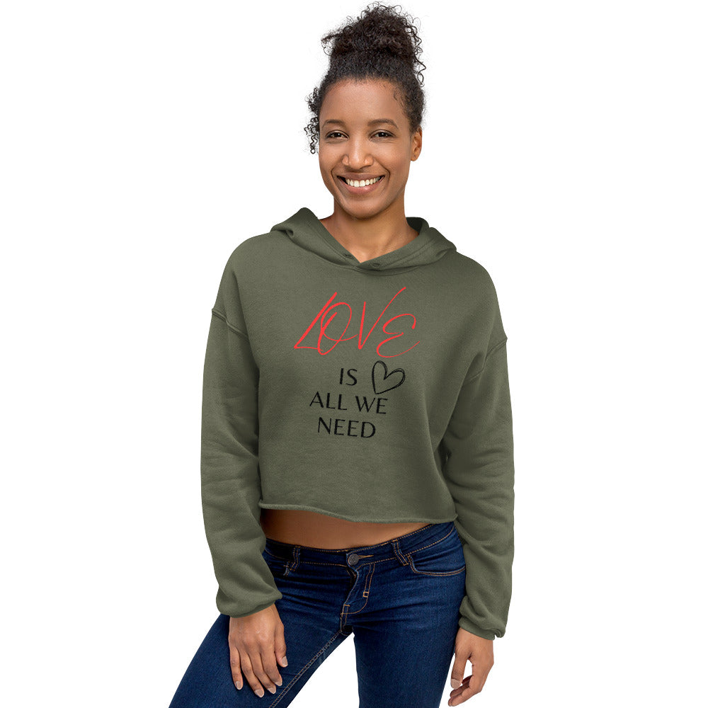 'Love Is All We Need' Crop Hoodie